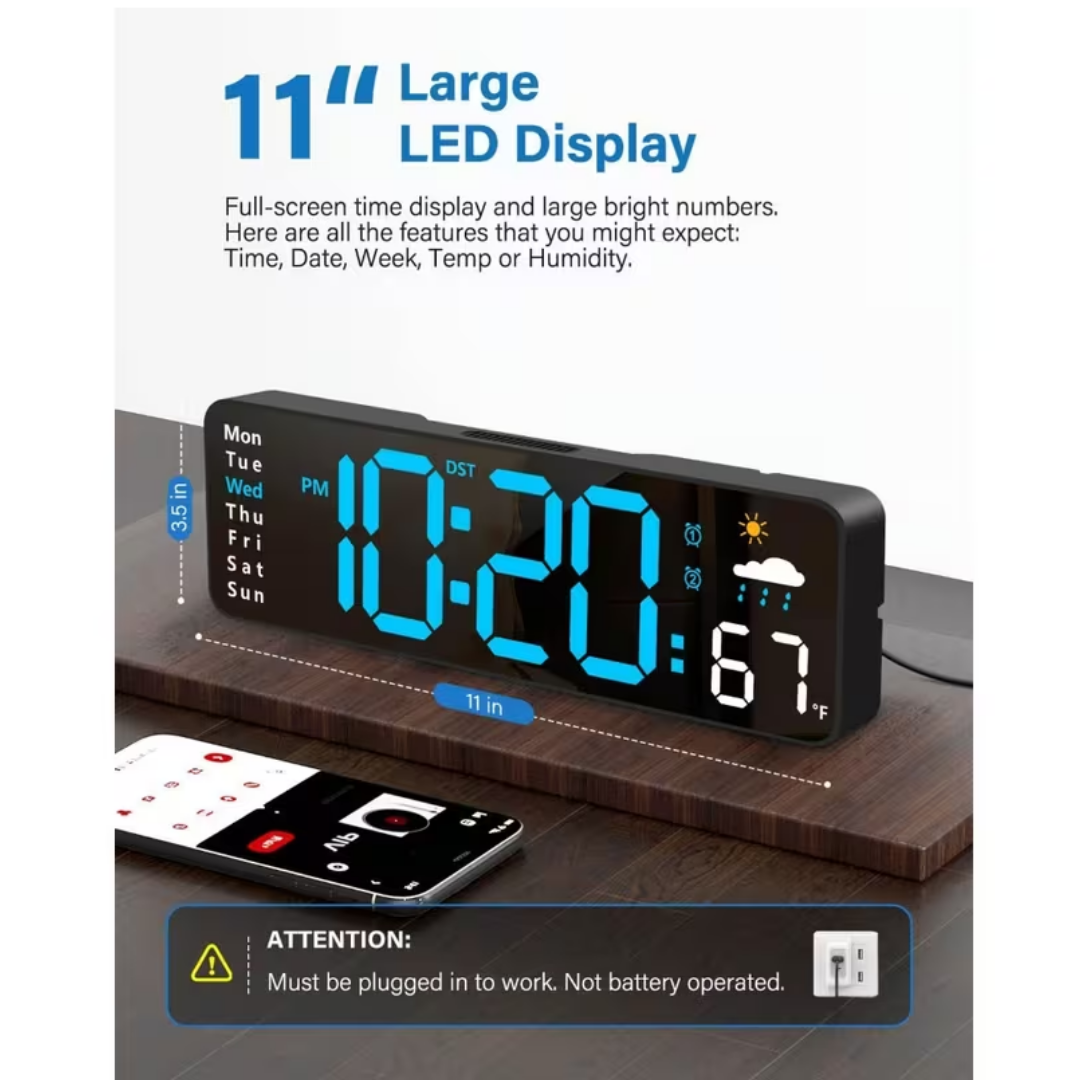 Reloj de pared digital led  con control remoto
