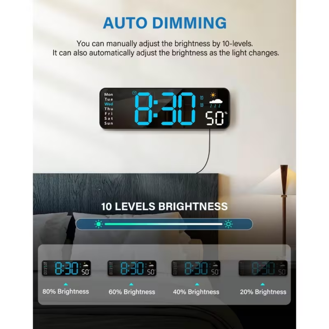 Reloj de pared digital led  con control remoto
