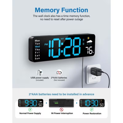 Reloj de pared digital led  con control remoto
